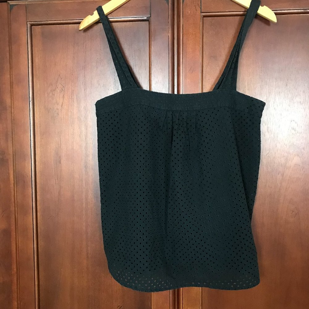Theory Women's Black Sleeveless Eyelet Lined Tank Top Size S